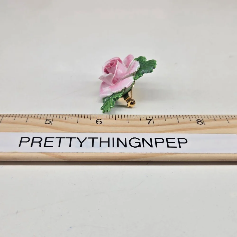 Vintage Royal Adderley Women's Brooch England China Pink Rose Floral Pin